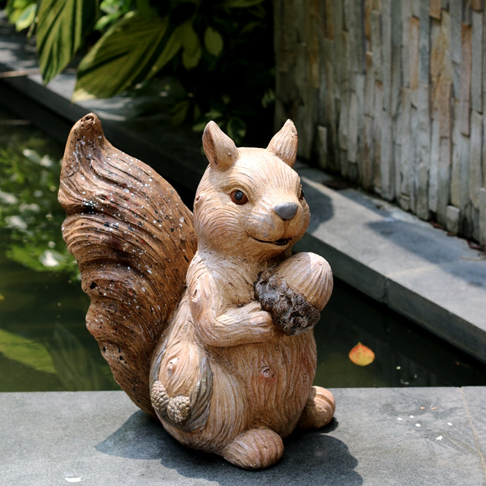 Squirrel with Pine Cones Statue, Animal Statue for Garden Courtyard Decoration, Villa Outdoor Decor Gardening Ideas