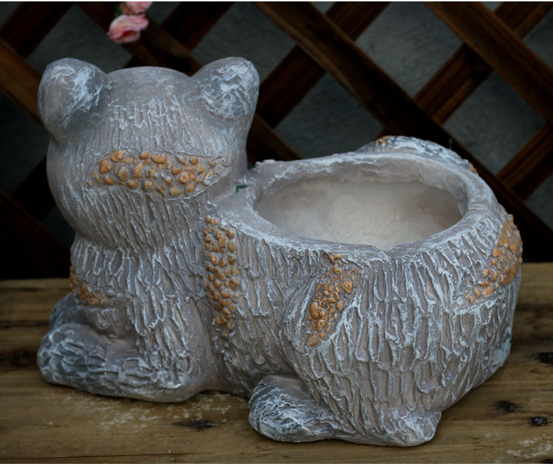 Cat Statue. Sitting Cat Flower Pot Statue. Pet Statue for Garden Courtyard Decoration. Villa Outdoor Decor Gardening Ideas