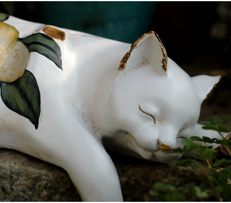 Lovely Cat Statues, Sitting Cats Resin Statue for Garden Ornament