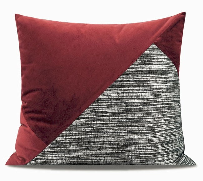 Red and Black Contemporary Square Modern Throw Pillows for Couch, Large Modern Sofa Pillow Covers, Simple Throw Pillow for Interior Design