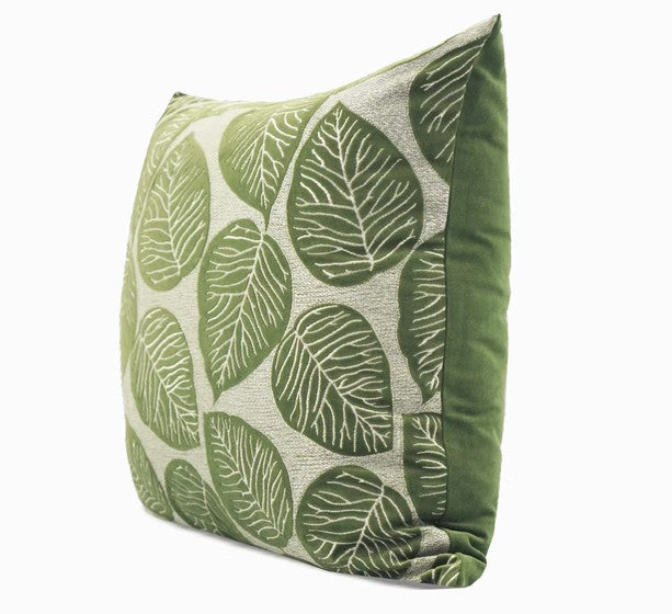 Contemporary Modern Sofa Pillows, Green Leaves Square Modern Throw Pillows for Couch, Simple Decorative Throw Pillows, Large Throw Pillow for Interior Design