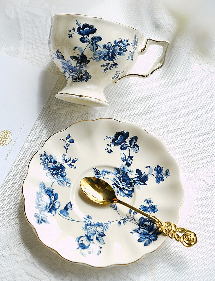 Royal Ceramic Cups, French Style China Porcelain Tea Cup Set, Unique Tea Cup and Saucers, Elegant Vintage Ceramic Coffee Cups for Afternoon Tea