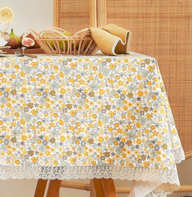 Dining Room Flower Table Cloths, Cotton Rectangular Table Covers for Kitchen, Farmhouse Table Cloth, Wedding Tablecloth, Square Tablecloth for Round Table