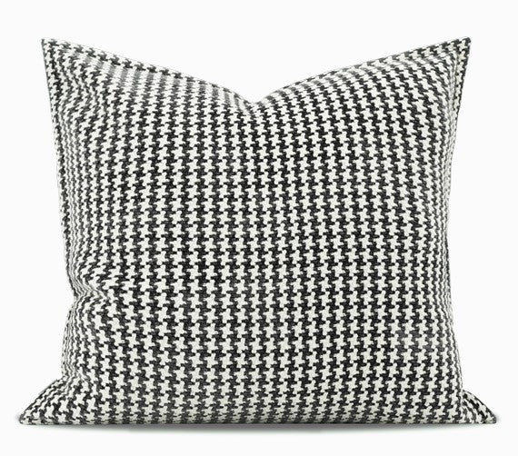 Chequer Modern Sofa Pillows, Large Black and White Decorative Throw Pillows, Contemporary Square Modern Throw Pillows for Couch, Abstract Throw Pillow for Interior Design