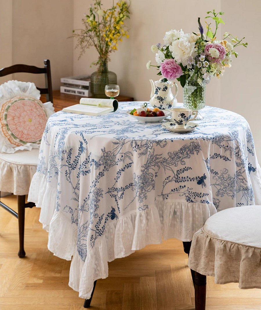Wild Bee embroidery Tablecloth for Home Decoration, Rectangle Tablecloth for Dining Room Table, Square Tablecloth for Round Table