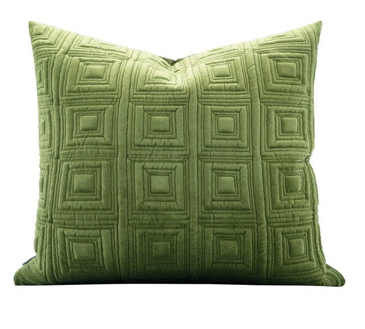 Large Square Modern Throw Pillows for Couch, Green Geometric Modern Sofa Pillows, Large Decorative Throw Pillows, Simple Throw Pillow for Interior Design