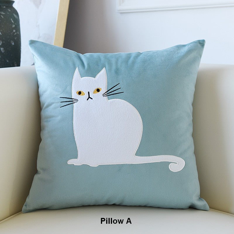 Cat Decorative Throw Pillows for Couch, Modern Sofa Decorative Pillows, Lovely Cart Pillow Covers for Kid's Room, Modern Decorative Throw Pillows