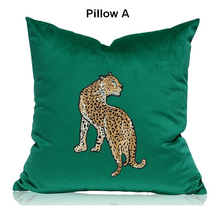 Modern Sofa Pillows, Green Decorative Pillows for Living Room, Contemporary Throw Pillows, Cheetah Decorative Cushion