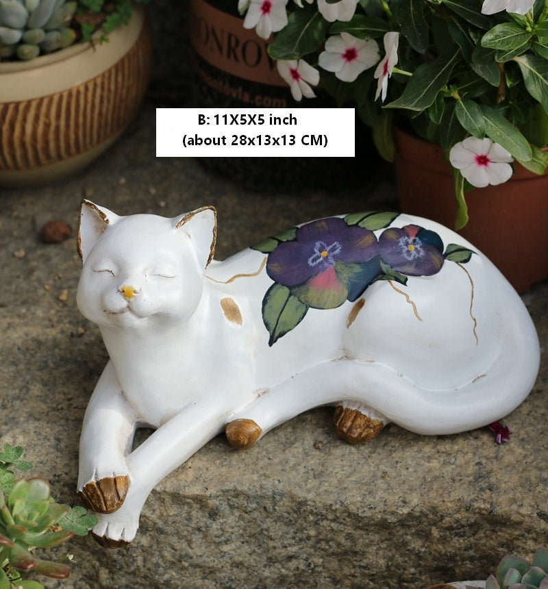 Lovely Cat Statues, Sleeping Cats Resin Statues, Garden Courtyard Decoration