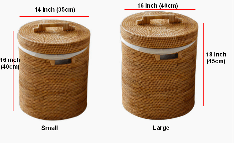 Large Hand Woven Clothes Basket with Cover, Large Woven Basket, Vietnam Round Basket