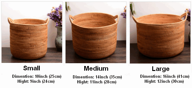 Large Hand Woven Fruit Basket with Handle, Large Woven Basket, Vietnam Round Basket