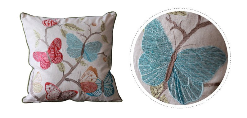 Decorative Throw Pillows, Butterfly Cotton and linen Pillow Cover