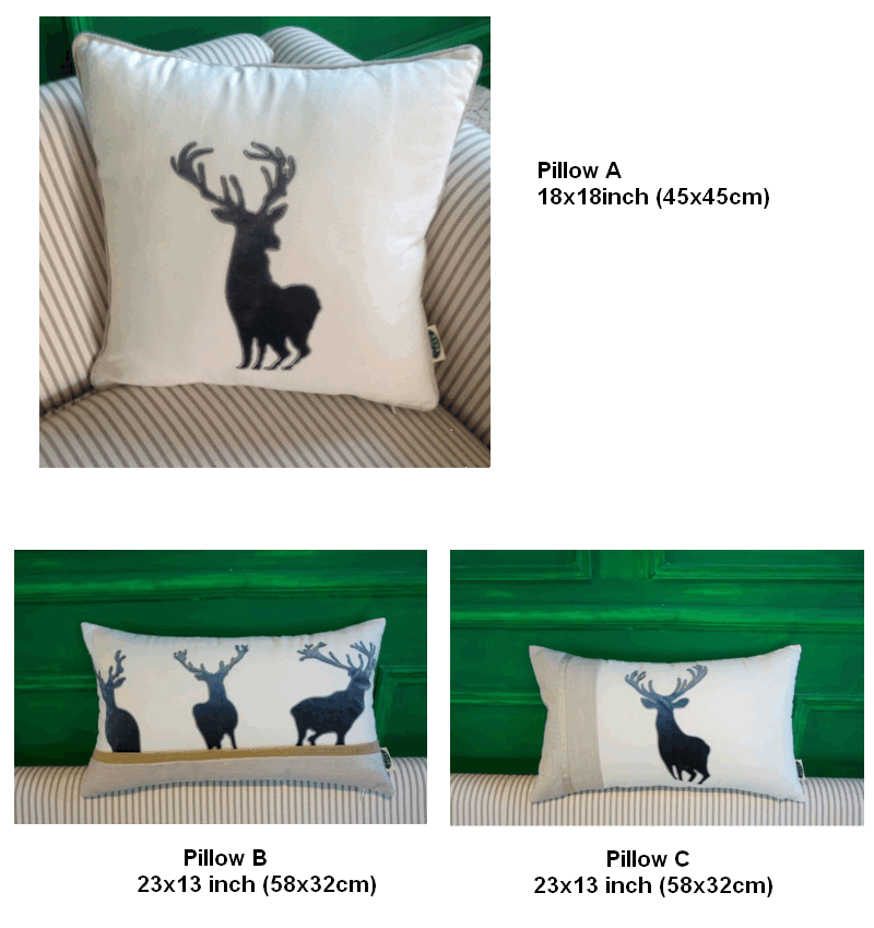 Embroider Elk Cotton Pillow Cover, Decorative Throw Pillow, Sofa Pillows, Home Decor