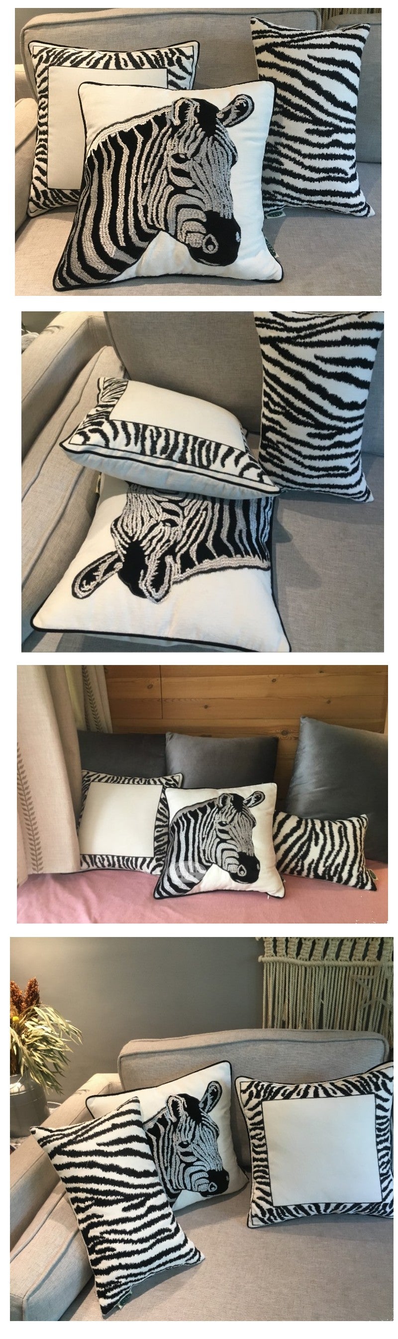 Chenille Zebra Pillow Cover, Decorative Throw Pillow, Sofa Pillows, Home Decoration