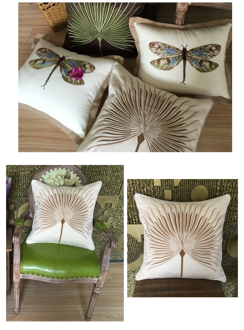 Cotton and linen Pillow Cover, Embroider Decorative Throw Pillow, Sofa Pillows, Home Decoration