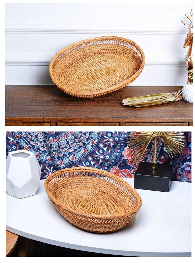 Lovely Rattan Basket, Fruit Basket, Handmade Round Basket, Storage Baskets for Kitchen and Bathroom