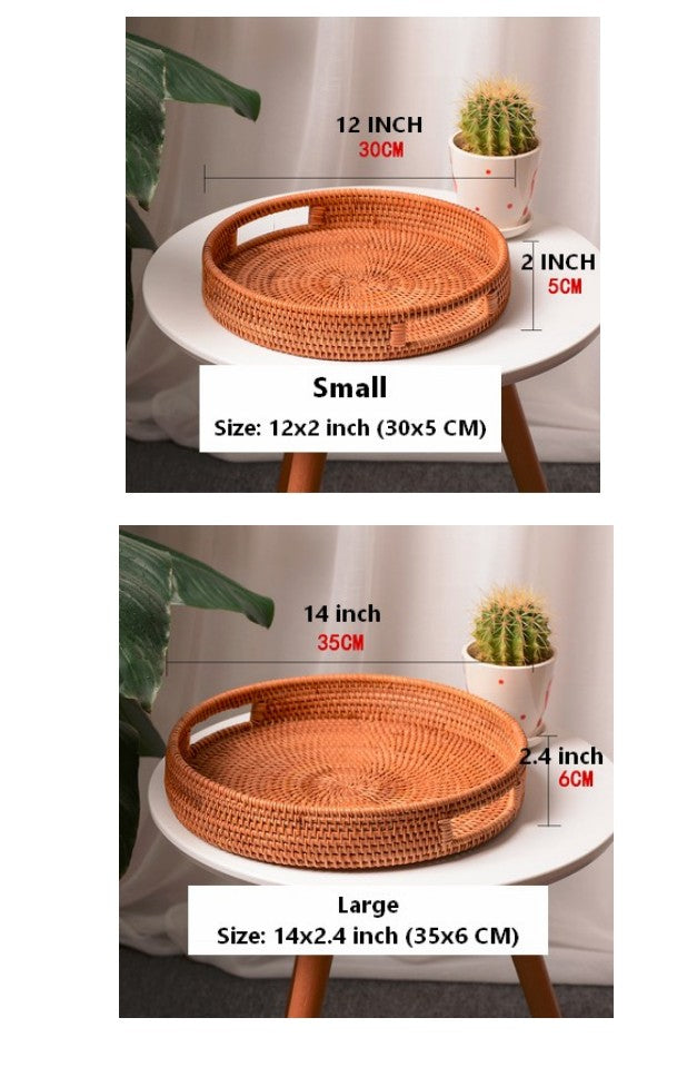 Cute Rattan Basket with Handle, Fruit Basket, Handmade Round Basket with Handle, Storage Baskets for Kitchen and Bathroom