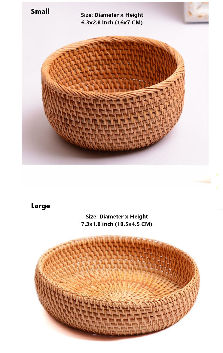 Small Rattan Basket, Fruit Baskets, Handmade Round Basket, Storage Baskets for Kitchen and Dining Room