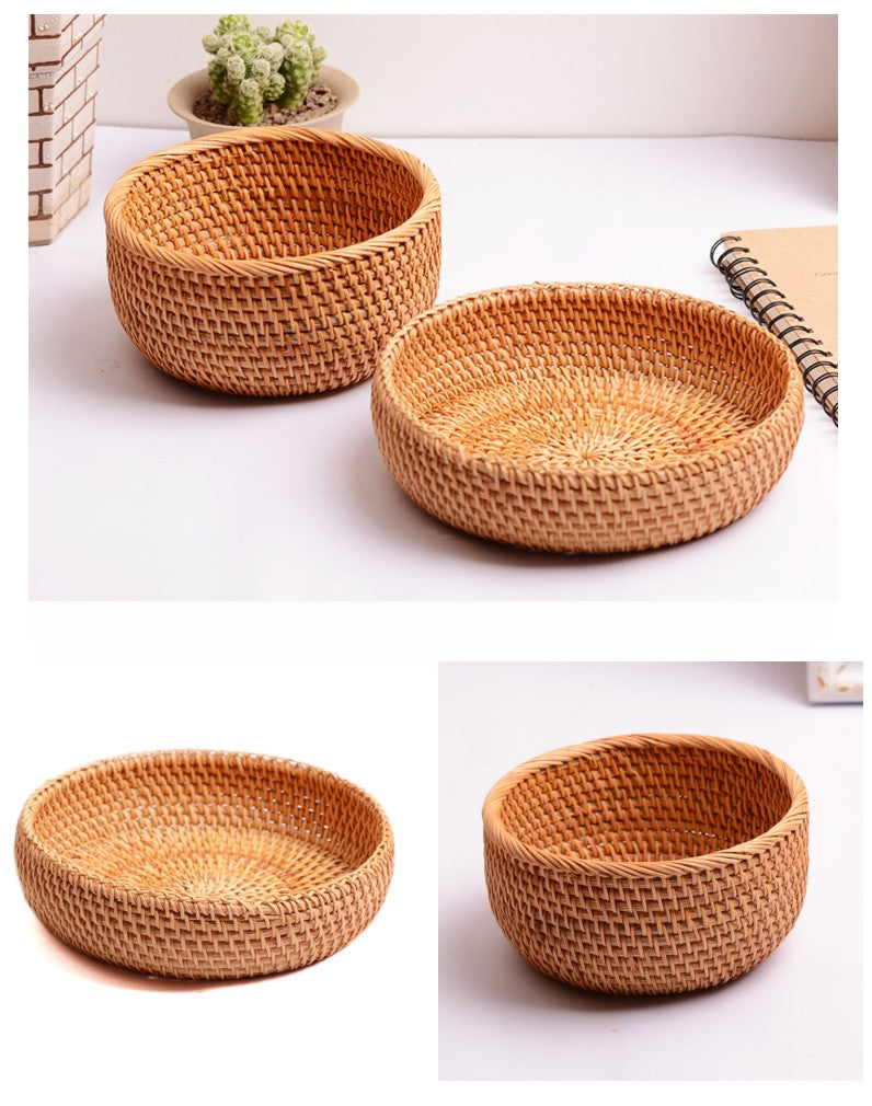 Small Rattan Basket, Fruit Baskets, Handmade Round Basket, Storage Baskets for Kitchen and Dining Room