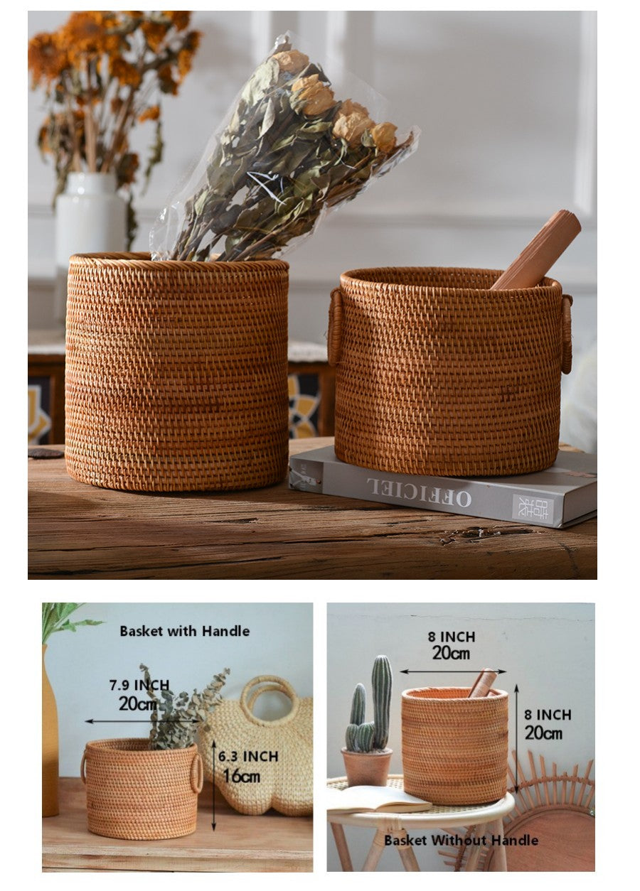 Cute Small Rattan Basket, Handmade Round Basket, Storage Baskets for Kitchen and Dining Room
