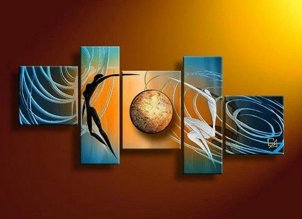 Abstract Art of Love, Love Abstract Painting, Living Room Wall Painting, 5 Piece Canvas Painting for Sale