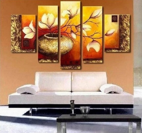 Flower Painting, Heavy Texture Art, Large Canvas Painting, Living Room Wall Painting