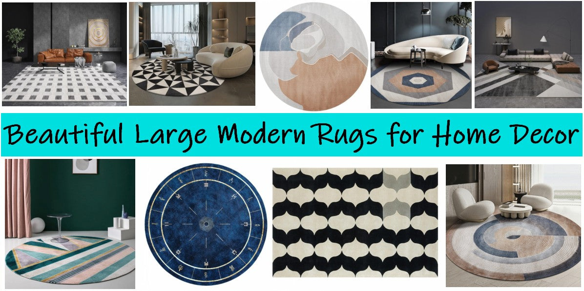 Round Area Rugs, Large Geometric Modern Rugs, Modern Living Room Rug Ideas, Living Room Rug Placement, Contemporary Mid Century Rugs