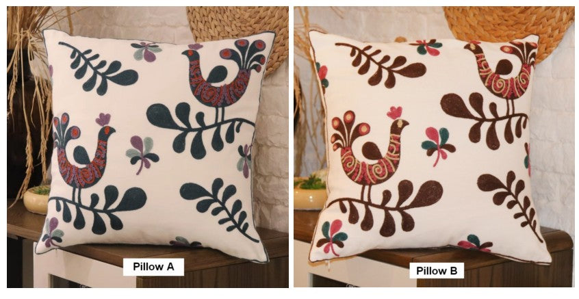 Love Birds Decorative Sofa Pillows, Cotton Decorative Pillows, Farmhouse Embroider Cotton Pillow Covers, Decorative Throw Pillows for Couch