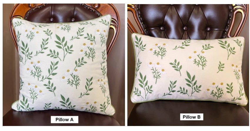 Spring Flower Sofa Decorative Pillows, Farmhouse Decorative Throw Pillows, Embroider Flower Cotton Pillow Covers, Flower Decorative Throw Pillows for Couch