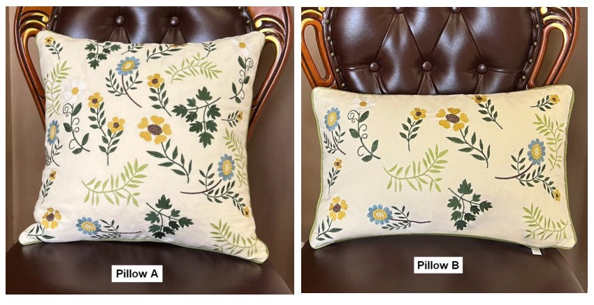 Farmhouse Decorative Throw Pillows, Spring Flower Sofa Decorative Pillows, Embroider Flower Cotton Pillow Covers, Flower Decorative Throw Pillows for Couch