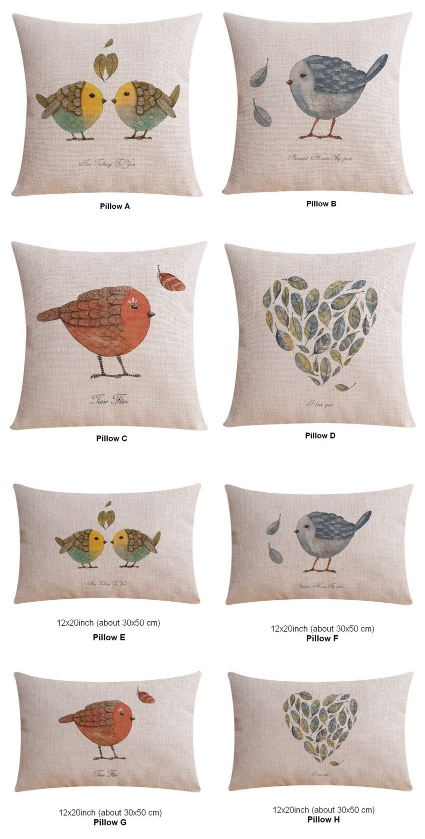 Decorative Sofa Pillows for Dining Room, Simple Decorative Pillow Covers, Love Birds Throw Pillows for Couch, Singing Birds Decorative Throw Pillows