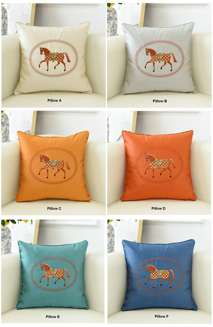 Horse Decorative Throw Pillows for Couch, Modern Decorative Throw Pillows, Embroider Horse Pillow Covers, Modern Sofa Decorative Pillows