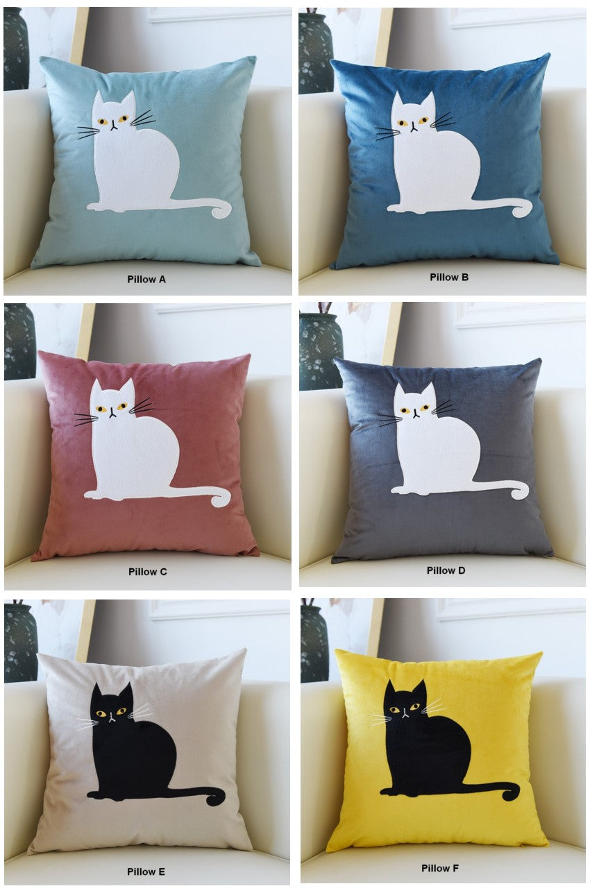 Cat Decorative Throw Pillows for Couch, Modern Sofa Decorative Pillows, Lovely Cart Pillow Covers for Kid's Room, Modern Decorative Throw Pillows