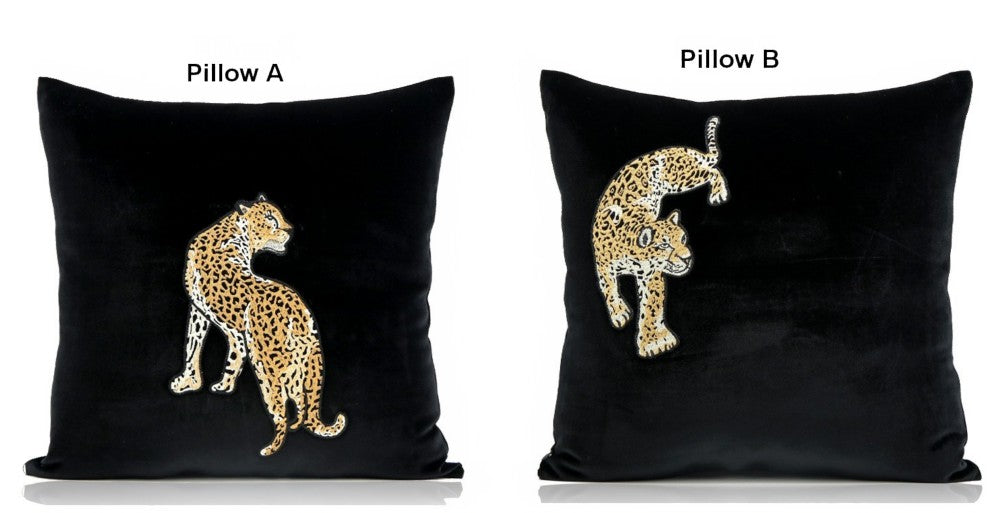 Contemporary Throw Pillows, Cheetah Decorative Throw Pillows, Modern Sofa Pillows, Black Decorative Pillows for Living Room