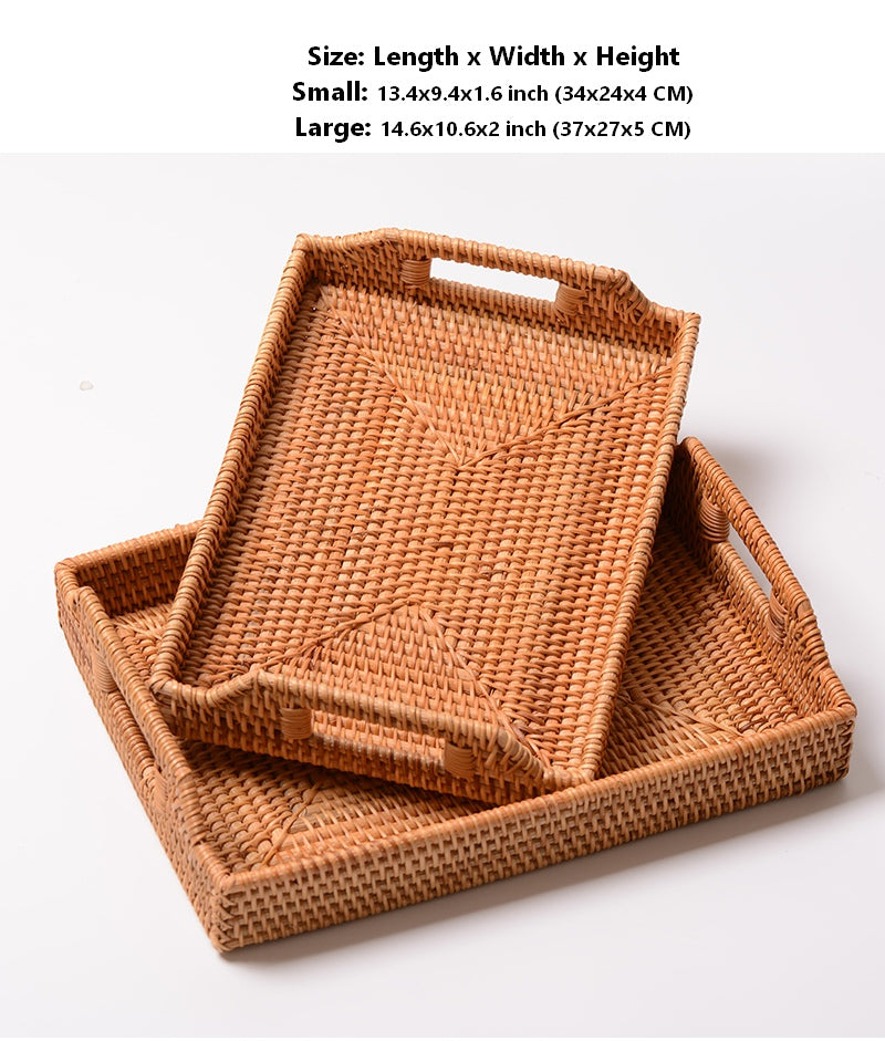 Rattan Bread Plate, Handmade Storage Basket, Fruit Plate for Kitchen and Dining Room