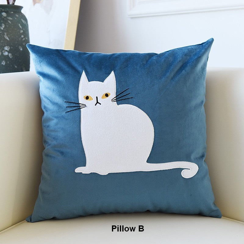 Cat Decorative Throw Pillows for Couch, Modern Sofa Decorative Pillows, Lovely Cart Pillow Covers for Kid's Room, Modern Decorative Throw Pillows