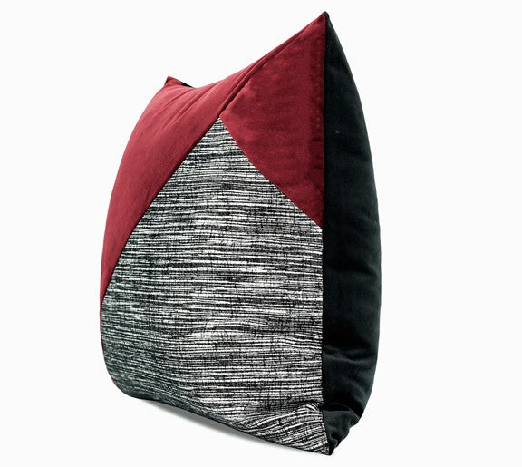 Red and Black Contemporary Square Modern Throw Pillows for Couch, Large Modern Sofa Pillow Covers, Simple Throw Pillow for Interior Design