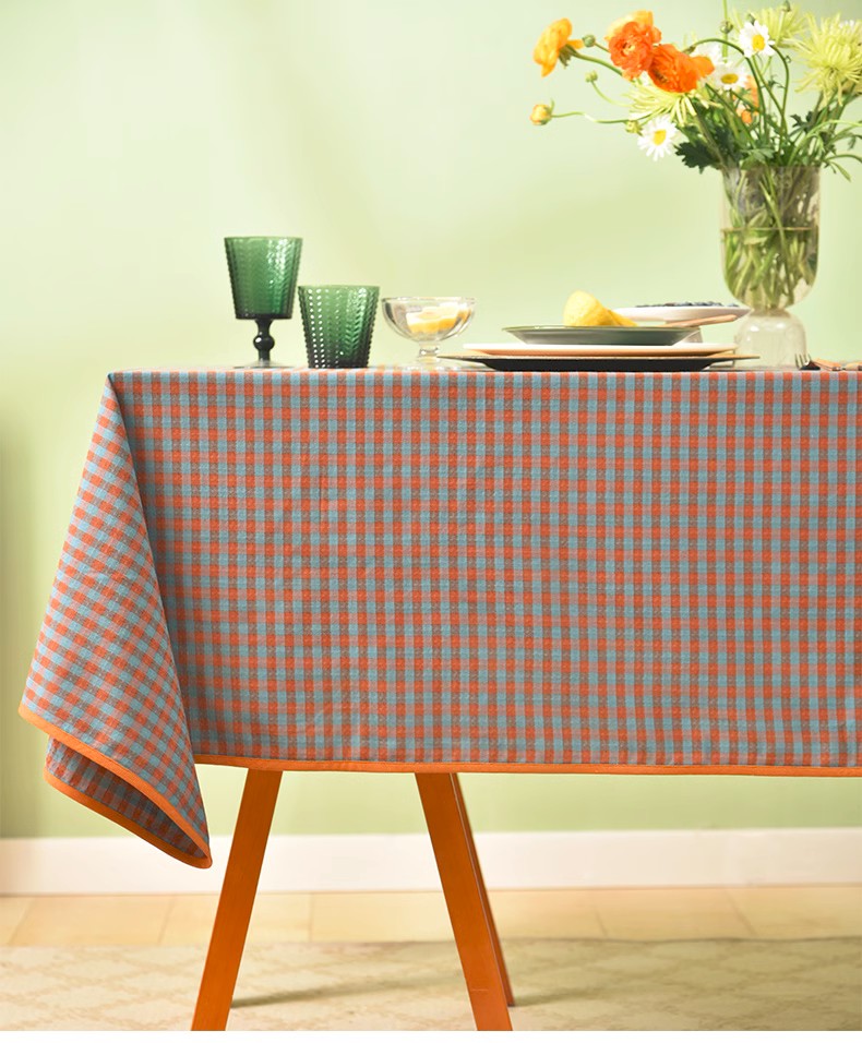 Cotton Chequer Rectangular Tablecloth for Kitchen, Rectangle Table Covers for Dining Room Table, Square Tablecloth for Coffee Table, Farmhouse Table Cloth