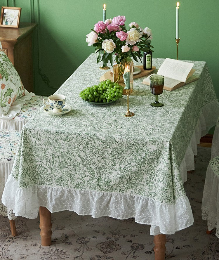 Natural Spring Farmhouse Table Cloth, Extra Large Rectangle Tablecloth for Dining Room Table, Flower Pattern Cotton Tablecloth, Square Tablecloth for Round Table