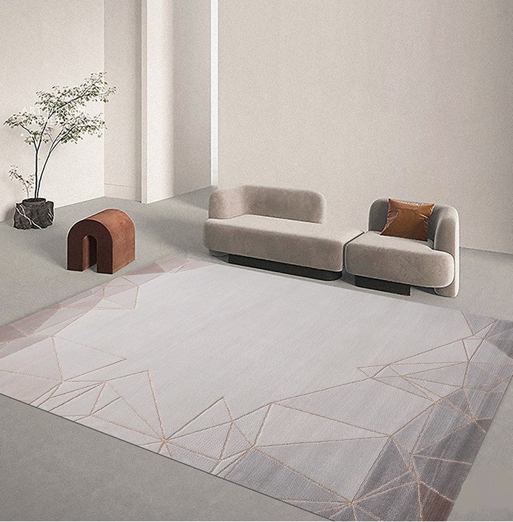 Geometric Brown Grey Modern Rugs for Bedroom, Contemporary Modern Rugs for Dining Room, Large Modern Rug Placement Ideas for Living Room