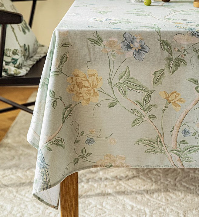 Kitchen Table Cover, Spring Flower Tablecloth for Round Table, Flower Table Cover for Dining Room Table, Modern Rectangle Tablecloth Ideas for Oval Table