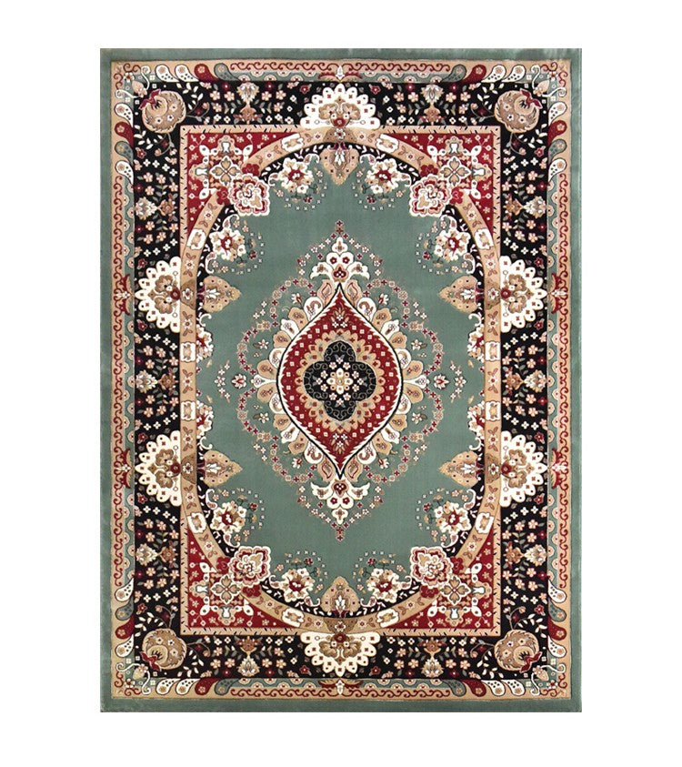 Luxury Green Rugs for Living Room, Large Royal Flower Pattern Floor Rugs in Bedroom, Oriental Floor Carpets under Dining Room Table