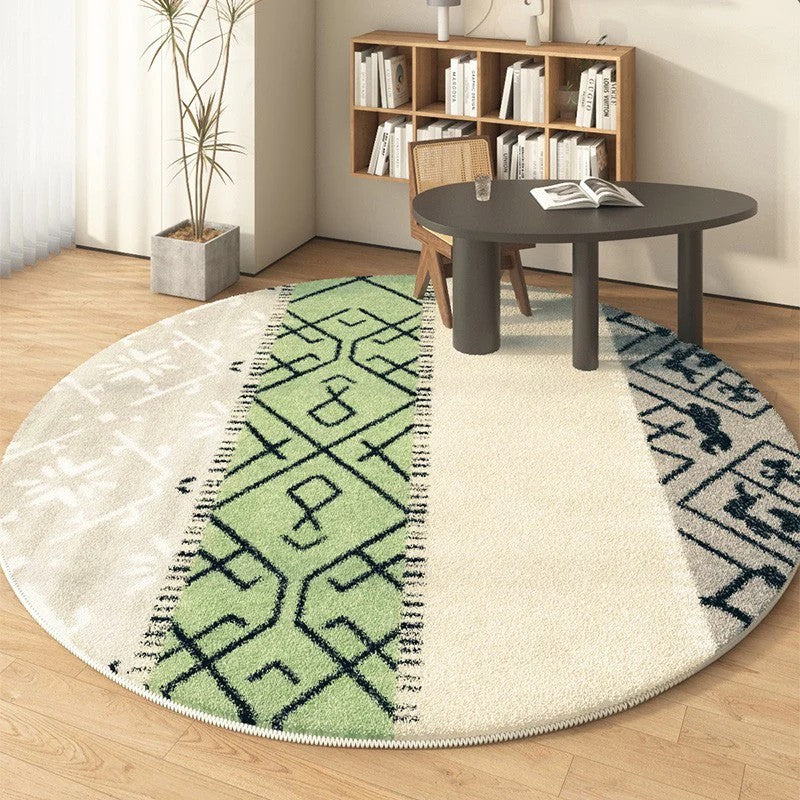 Unique Circular Rugs under Sofa, Abstract Contemporary Round Rugs, Modern Rugs for Dining Room, Geometric Modern Rugs for Bedroom