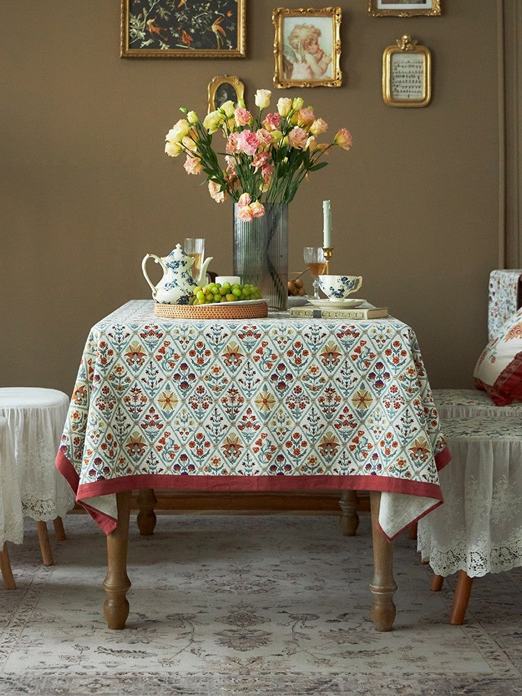 Large Rectangle Tablecloth for Home Decoration, Square Tablecloth for Round Table, Farmhouse Table Cloth Dining Room Table, Flower Pattern Tablecloth