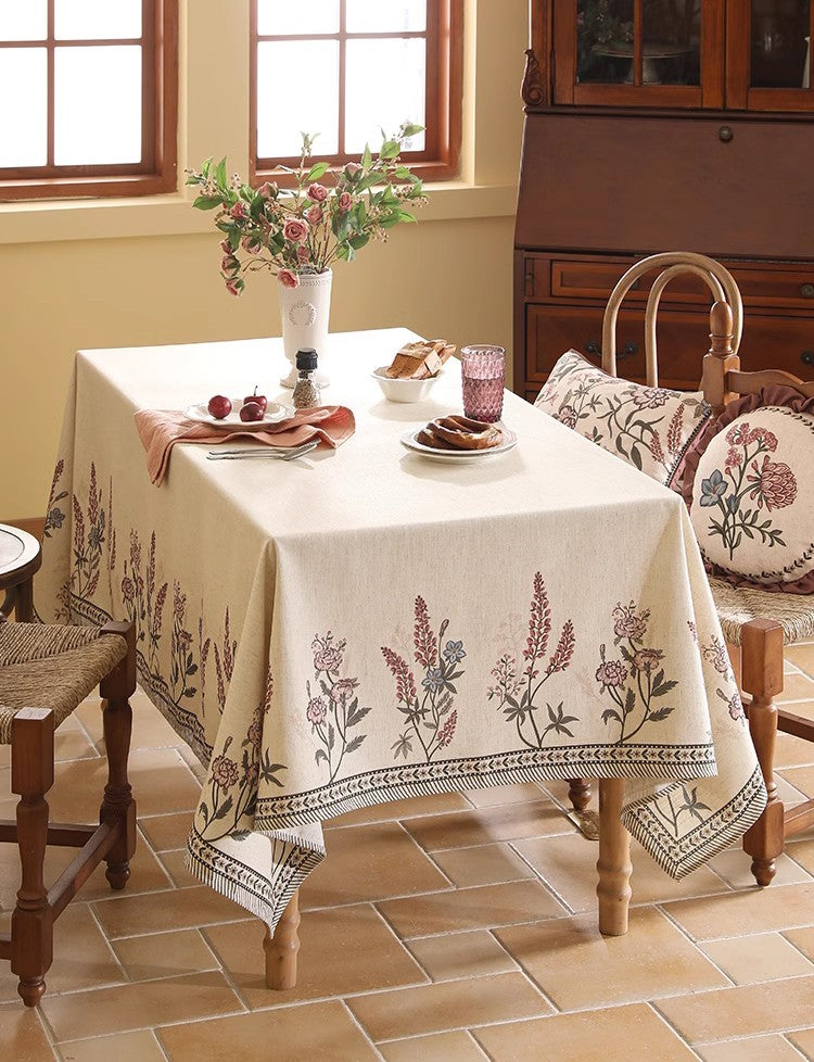 Beautiful Rectangle Tablecloth for Dining Table, Extra Large Modern Tablecloth, Spring Flower Rustic Table Cover, Square Linen Tablecloth for Coffee Table