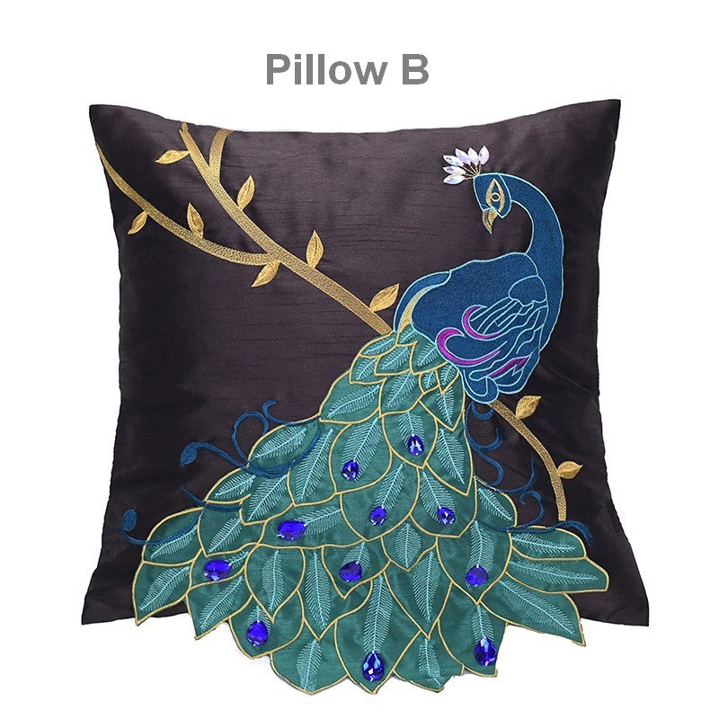 Decorative Pillows for Couch, Beautiful Decorative Throw Pillows, Embroider Peacock Cotton and linen Pillow Cover, Decorative Sofa Pillows