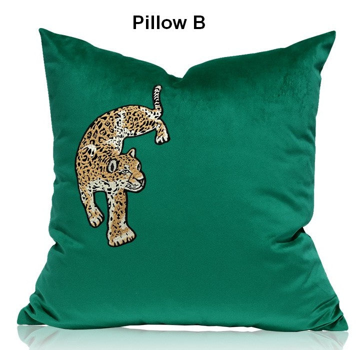 Modern Sofa Pillows, Green Decorative Pillows for Living Room, Contemporary Throw Pillows, Cheetah Decorative Cushion