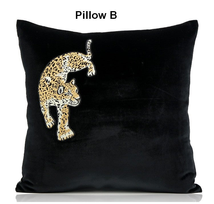 Contemporary Throw Pillows, Cheetah Decorative Throw Pillows, Modern Sofa Pillows, Black Decorative Pillows for Living Room