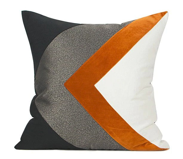 Modern Fancy Throw Pillows, Large Orange Gray Black Square Pillows, Modern Throw Pillows for Couch, Decorative Modern Sofa Pillows for Living Room