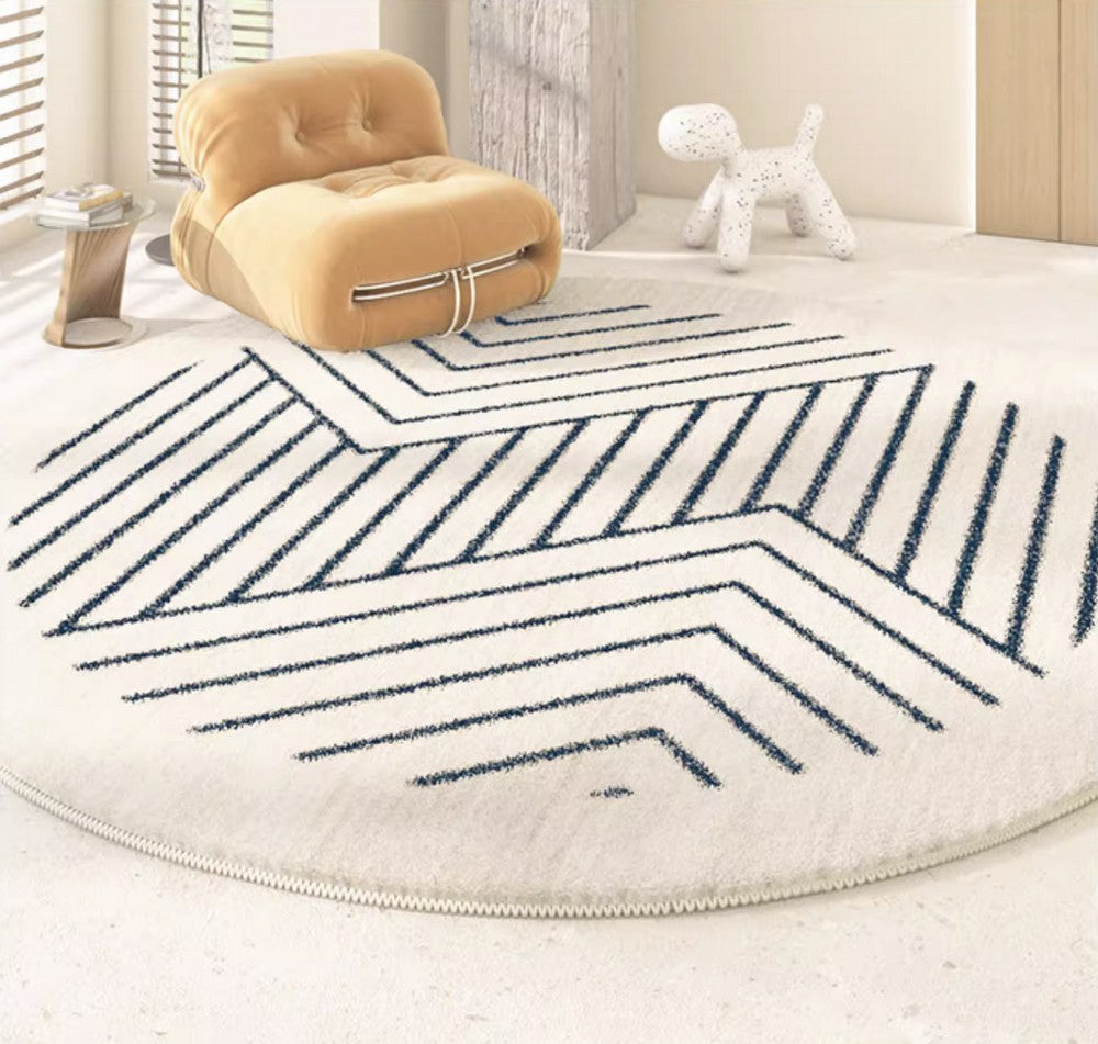 Thick Round Rugs for Dining Room, Abstract Contemporary Round Rugs for Bedroom, Geometric Modern Rug Ideas for Living Room